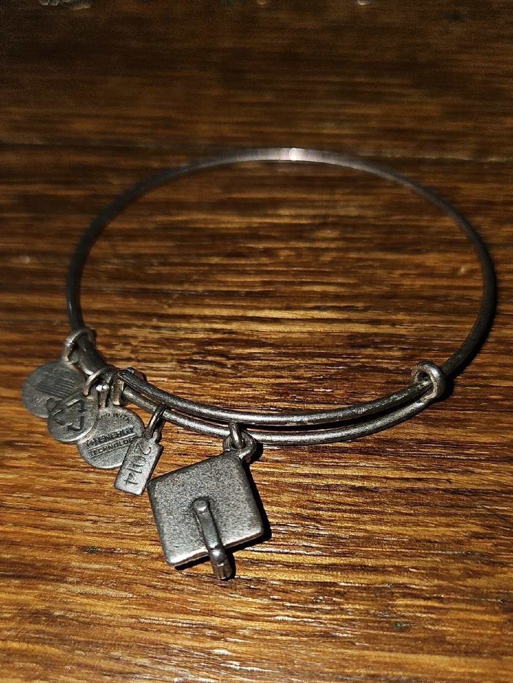 Alex and Ani Silver-Tone Graduaton Cap Charm Bracelet